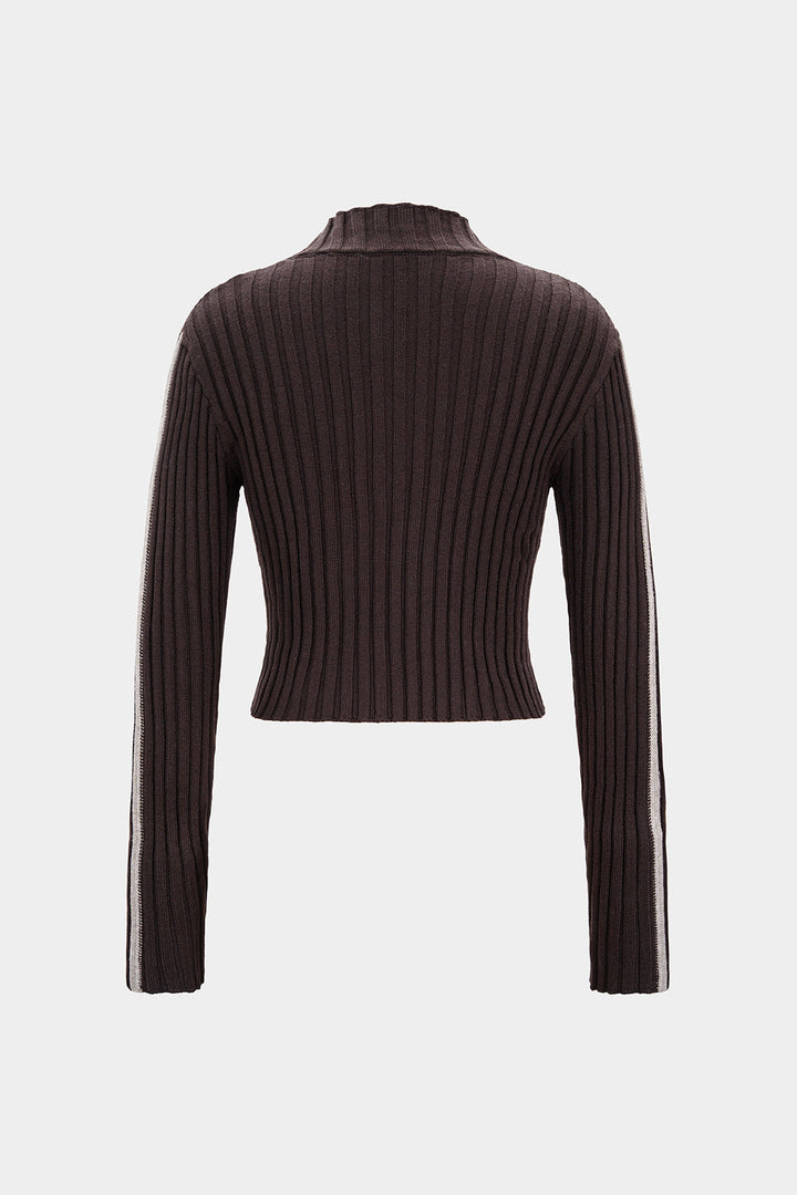 Knit Ribbed Zipper Cardigan