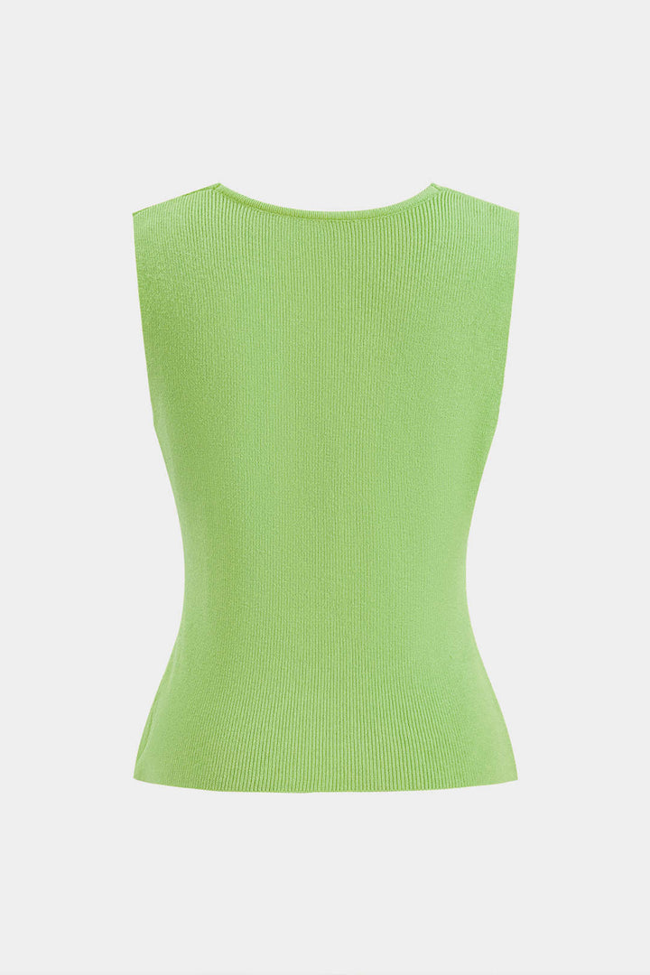 Sweater Metallic Button Tank Top