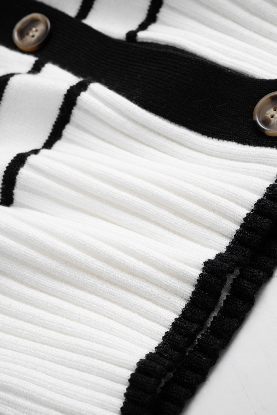 Knit Contrast Stripes Print V-Neck Button Cardigan