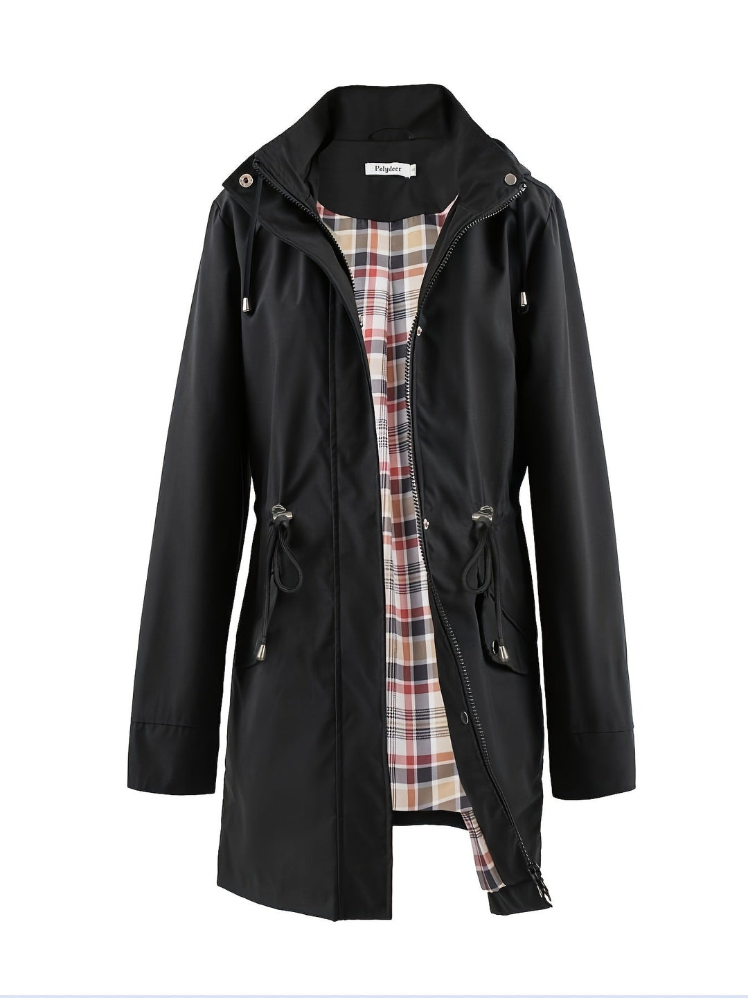 kouky™ | Waterproof Plaid-Lined Drawstring-Waist Parka Coat