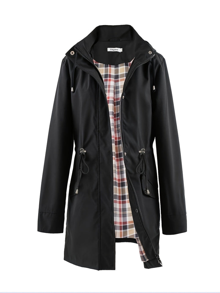 kouky™ | Waterproof Plaid-Lined Drawstring-Waist Parka Coat