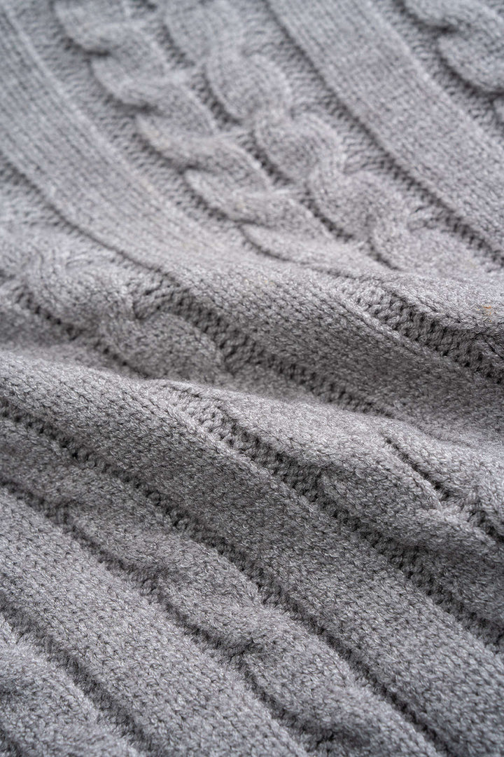 Cable Knit Zipper Hooded Cardigan