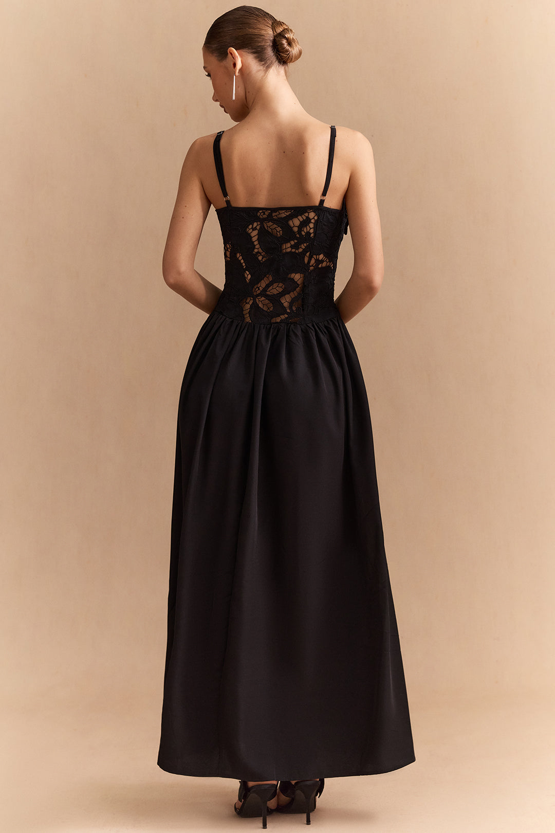 Patchwork Lace Hollow Out Slip Sleeveless Maxi Dress