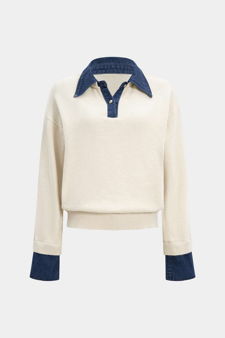Sweater Patchwork Long-Sleeve Top