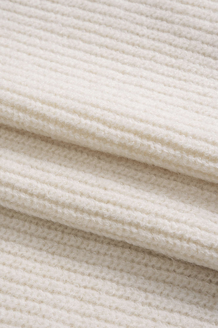 Knit Contrast Binding Asymmetrical Ribbed Long-Sleeve Top