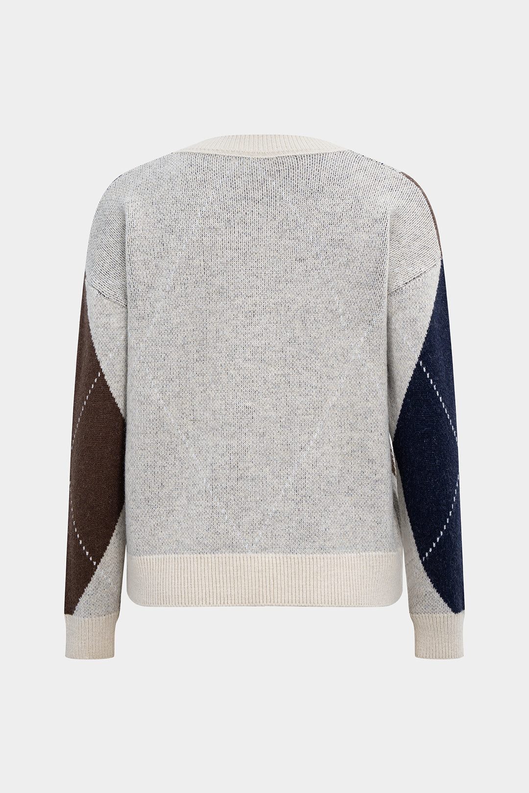 Contrast Print Knit Long-Sleeve Top