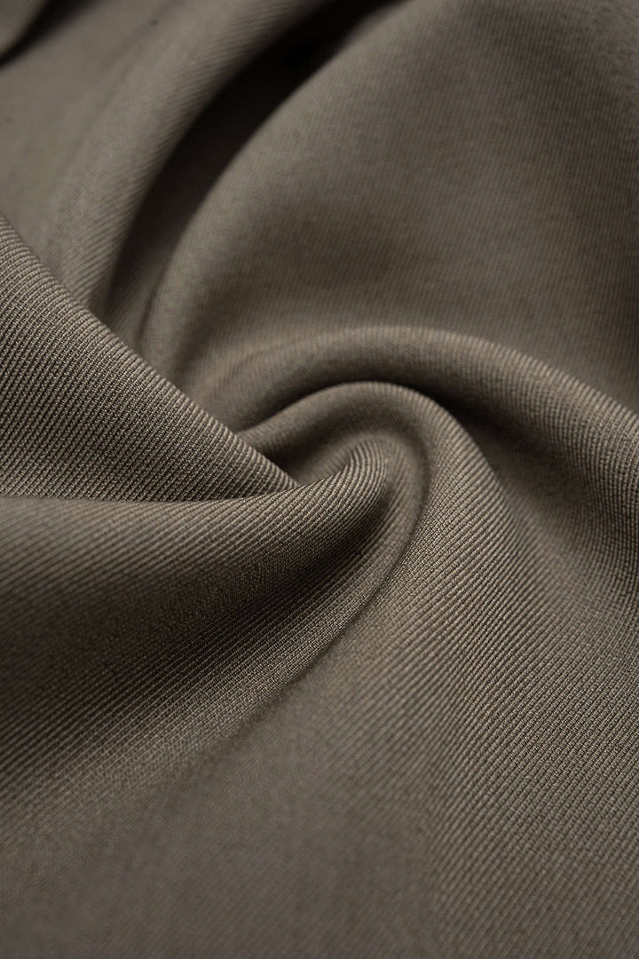 Ruched Notched Lapel Asymmetrical Long Sleeve Maxi Dress