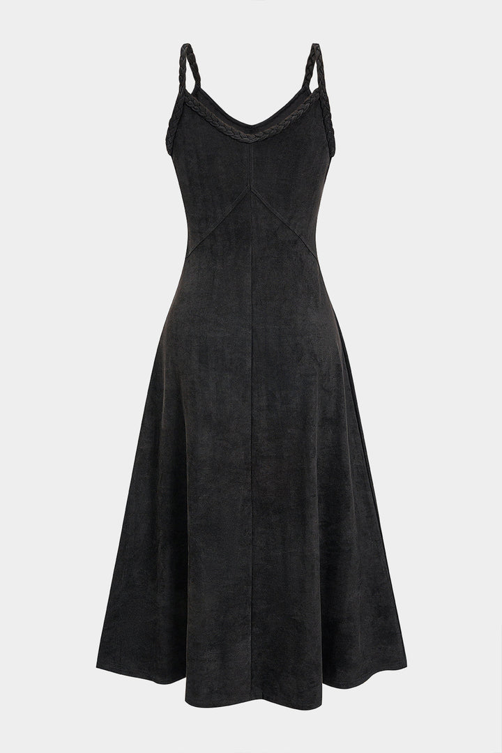 Suede Twist Knot Ruched Sleeveless Dress