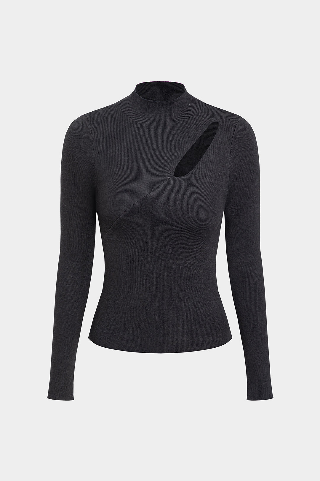 Knit Cut Out Mock Neck Long-Sleeve Top