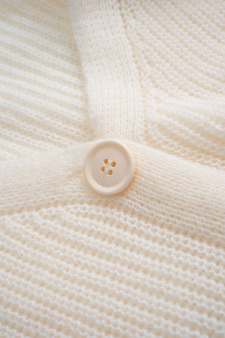 Wool 3D Floral V-Neck Cardigan