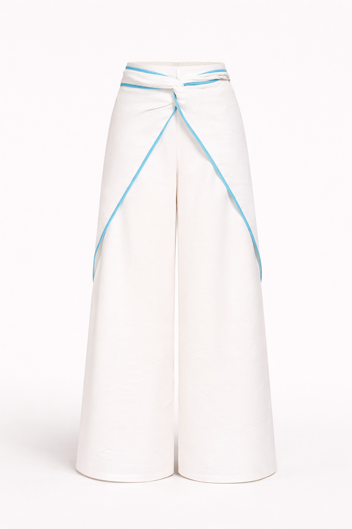 Elegant Knot Wrap Wide-Leg Pants