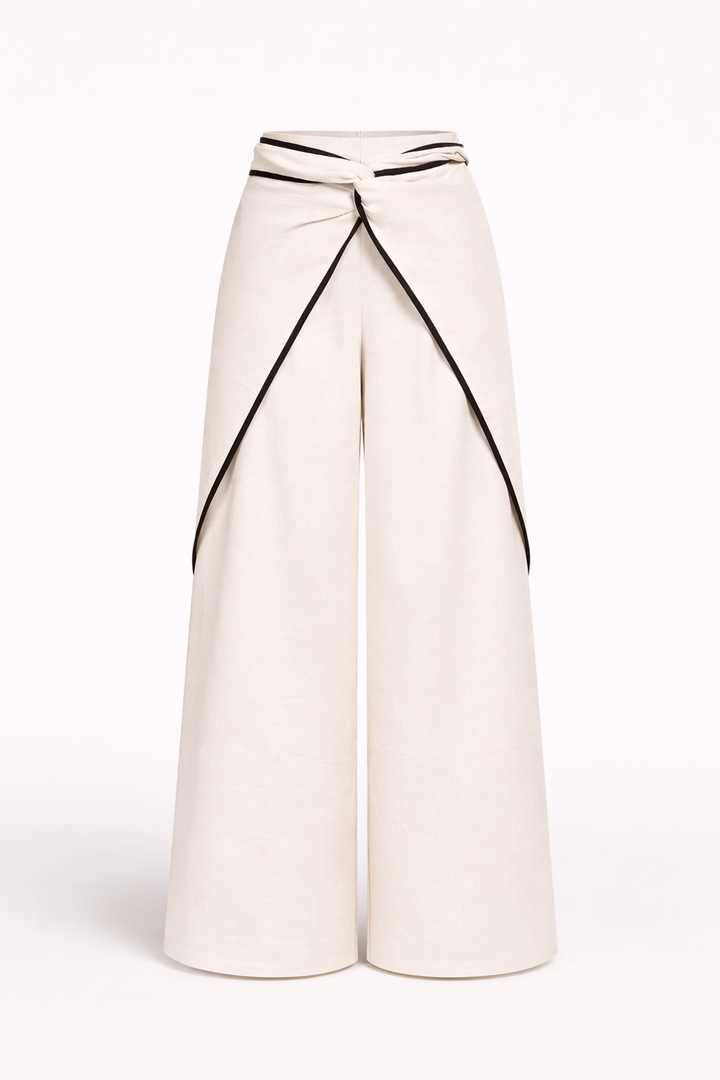 Elegant Knot Wrap Wide-Leg Pants