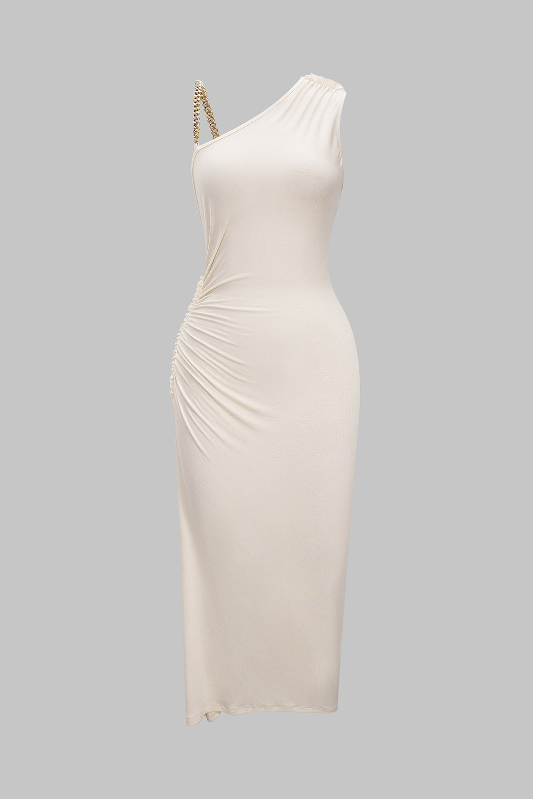 Ruched Asymmetrical Twist Knot Slit Sleeveless Maxi Dress