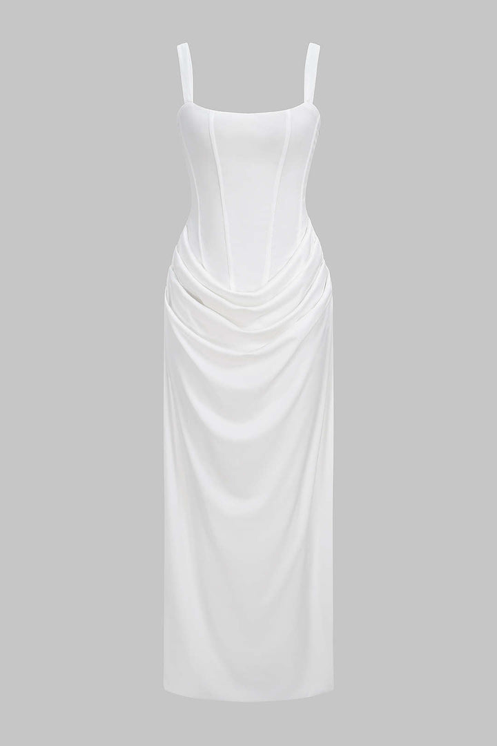 Tie Back Ruched Sleeveless Maxi Dress