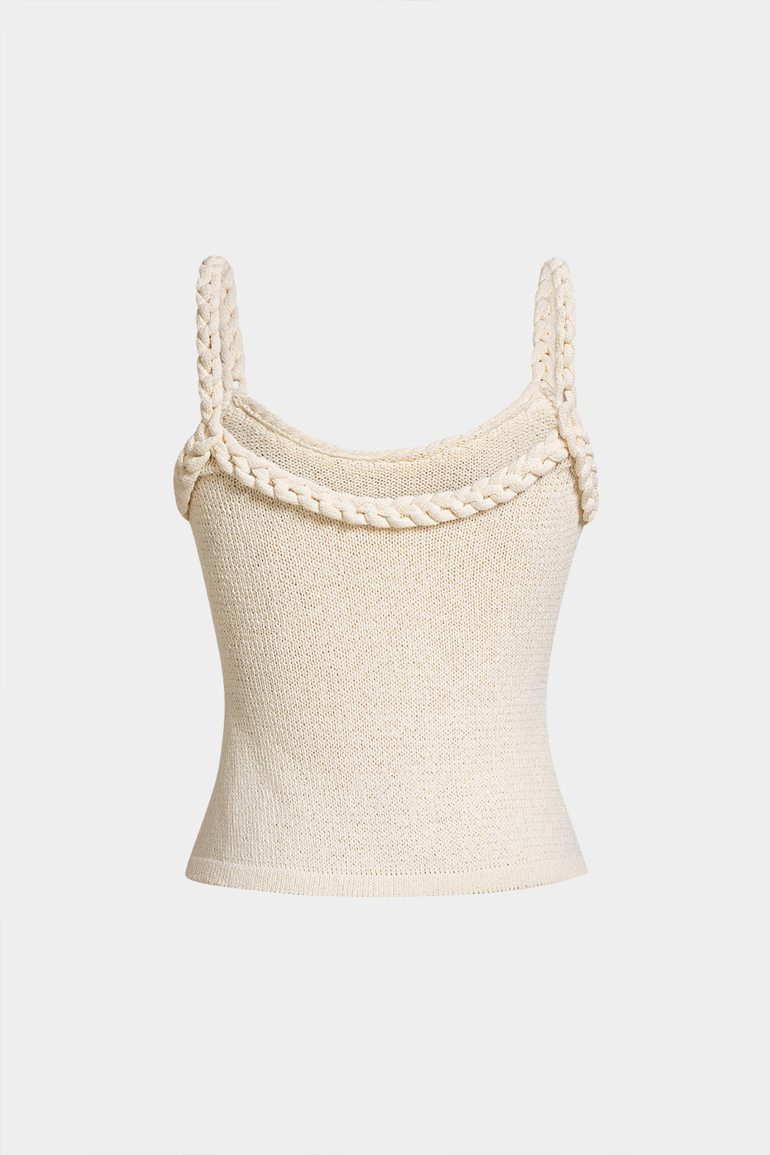 Knit Braided Round Neck Cami Top