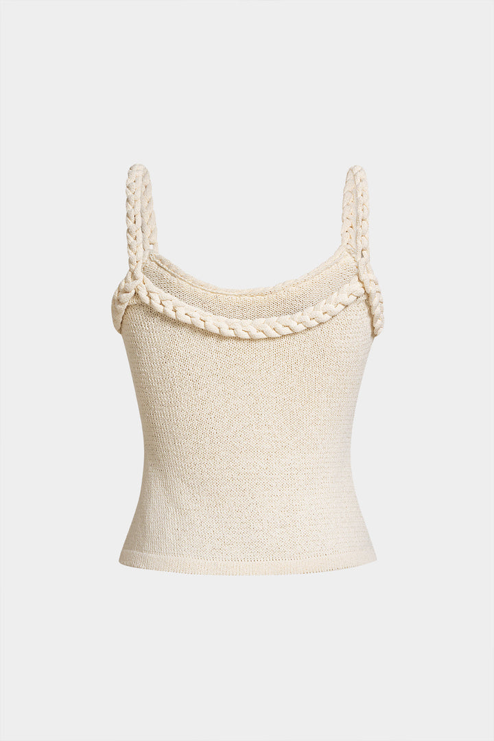 Knit Braided Round Neck Cami Top