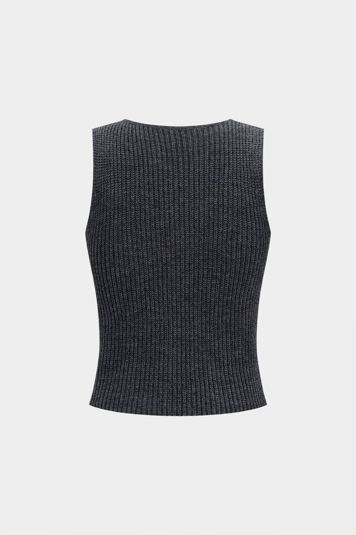 Knit V-neck Button Vest