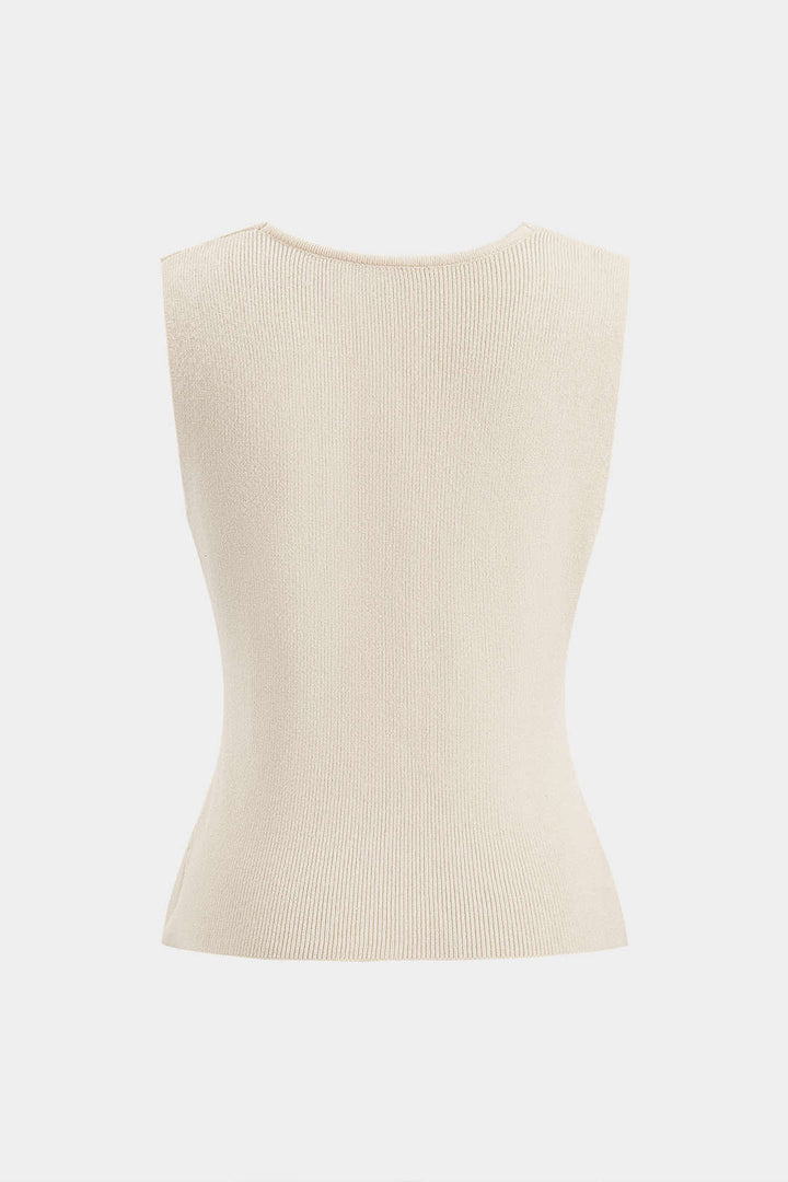 Sweater Metallic Button Tank Top