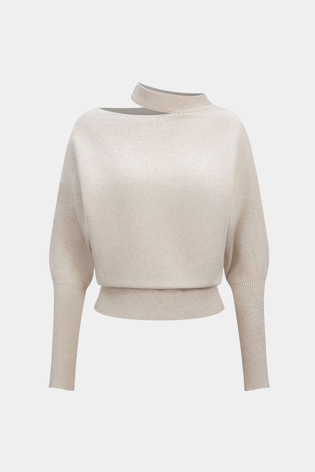 Knit Cut Out Asymmetrical Long-Sleeve Top