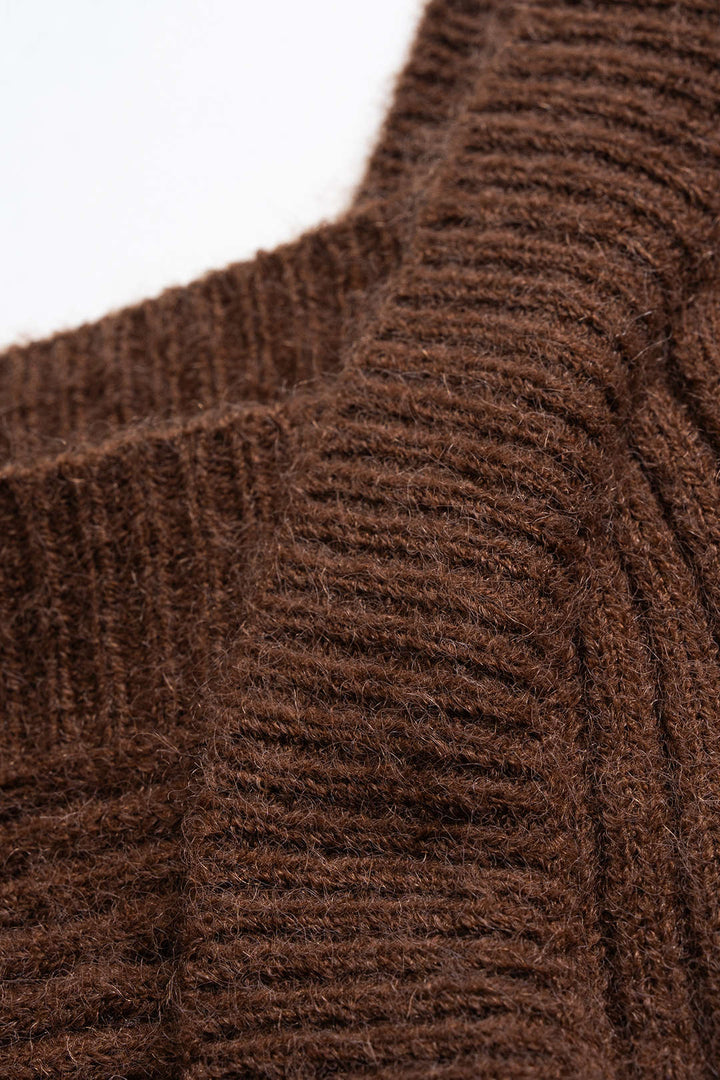 Knit Asymmetrical Ribbed Long-Sleeve Top