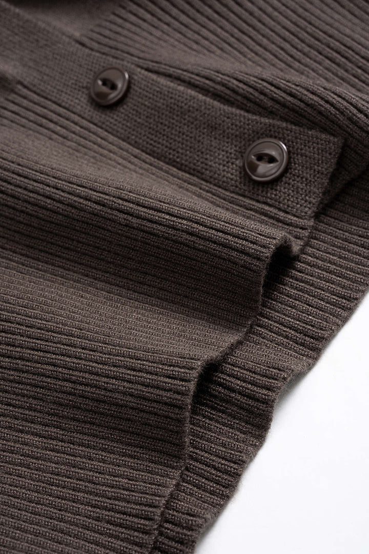 Knit Contrast Stripes Print V-Neck Button Long-Sleeve Top