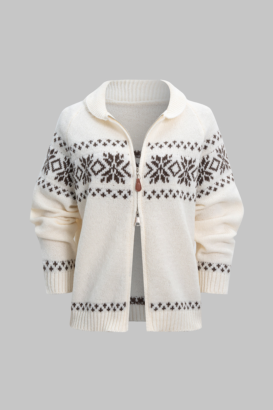 Knit Zipper Long Sleeve Cardigan