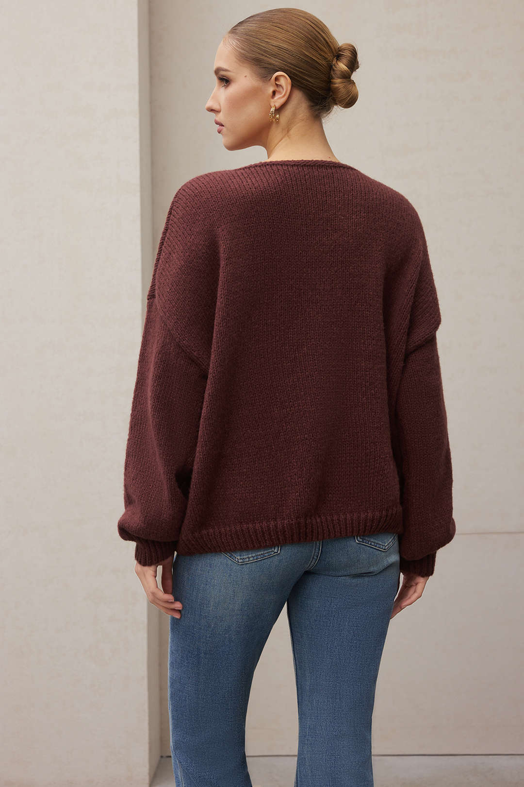 Knit Round Neck Tie-Up Cardigan