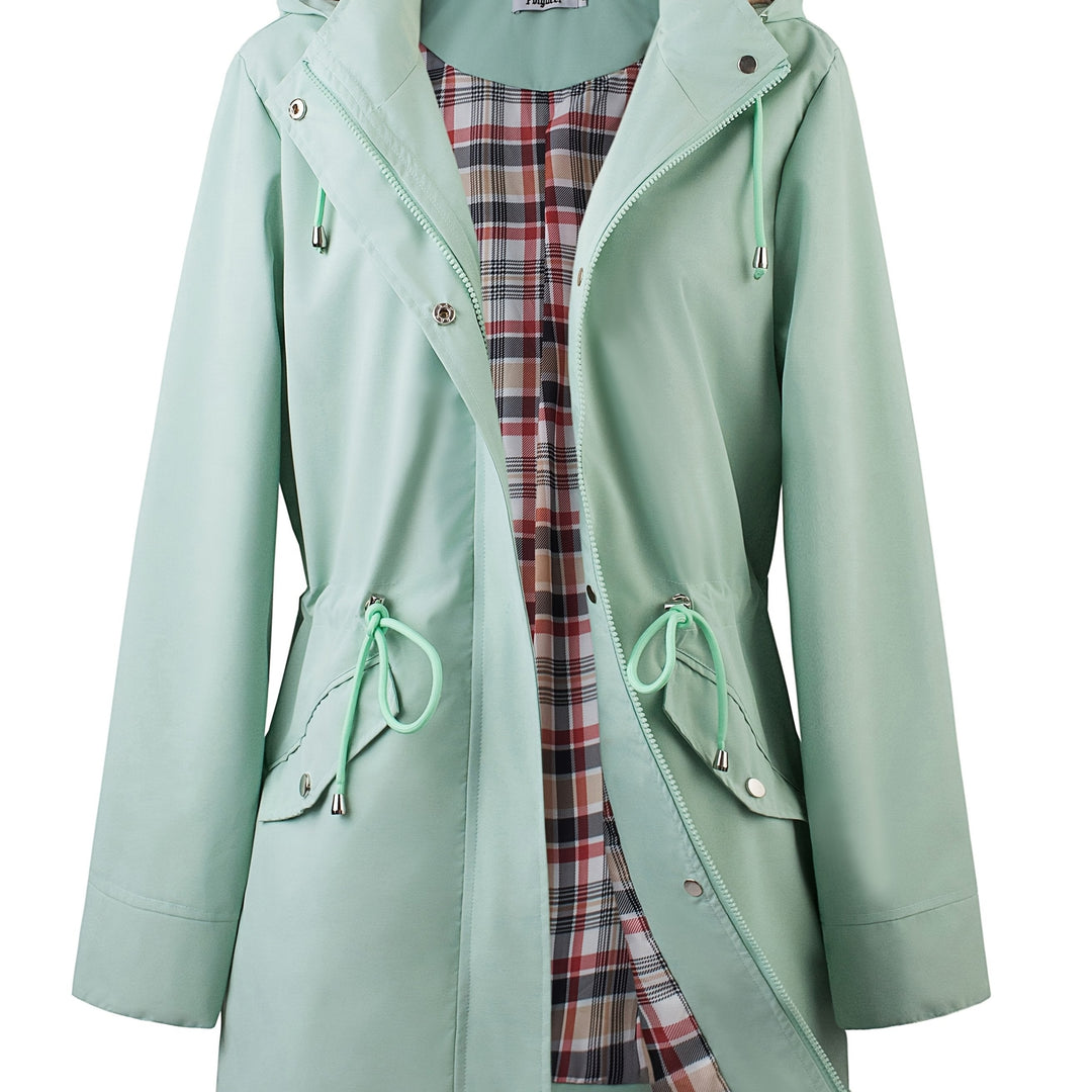 kouky™ | Waterproof Plaid-Lined Drawstring-Waist Parka Coat