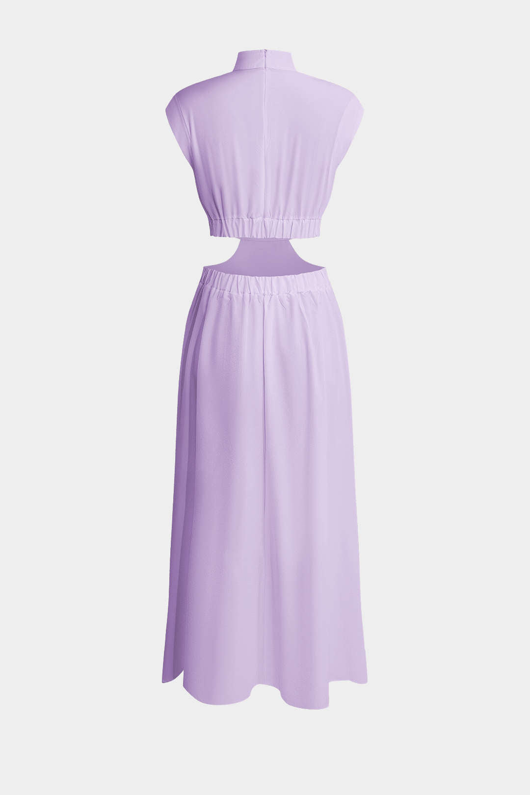 Mock Neck Cut Out Ruched Maxi Dress