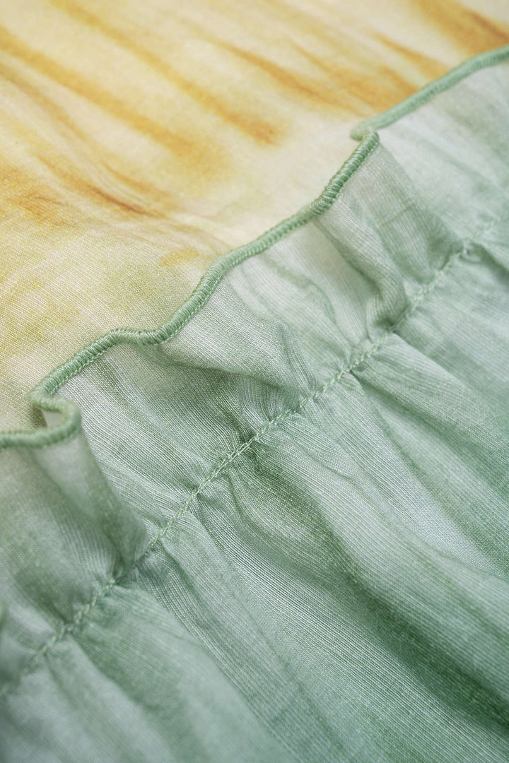 Ombre Print Linen V-Neck Ruched Slip Sleeveless Maxi Dress