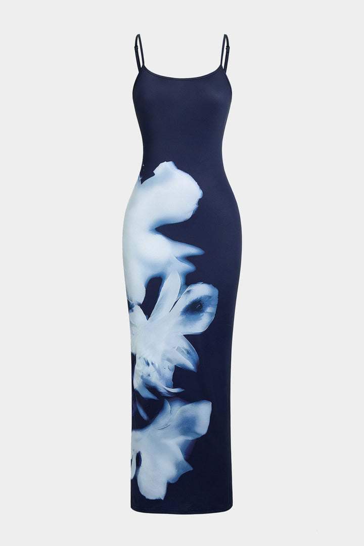 Floral Print Round Neck Sleeveless Maxi Dress