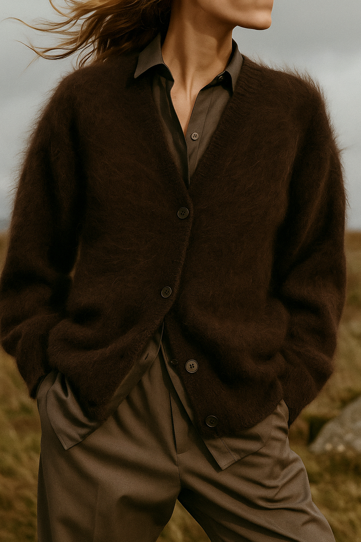 Fortunata™ | Fluffy V-neck button cardigan