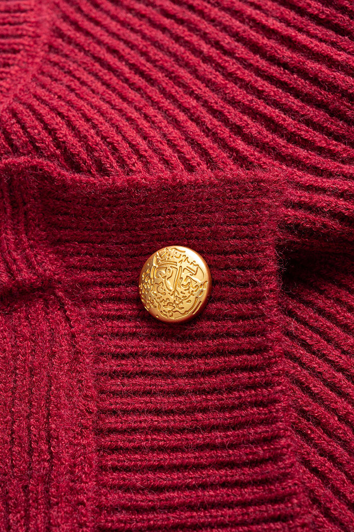 Knit Metallic Button Asymmetrical Tie-Up Pocket Cardigan