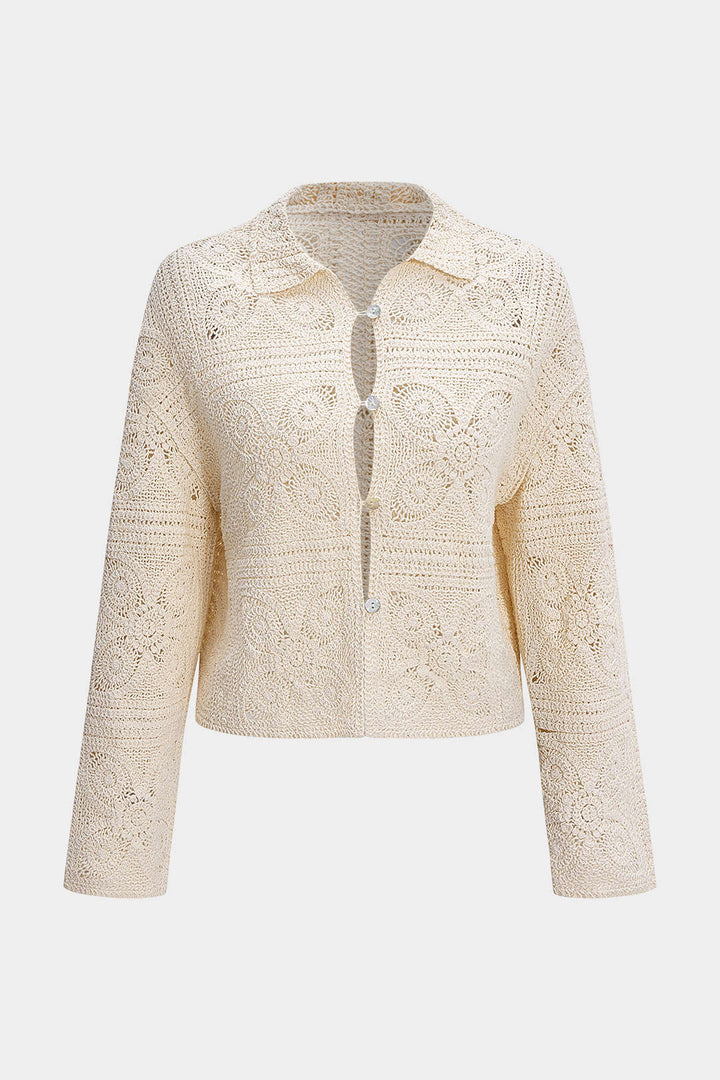Knit Button Hollow Out Cardigan