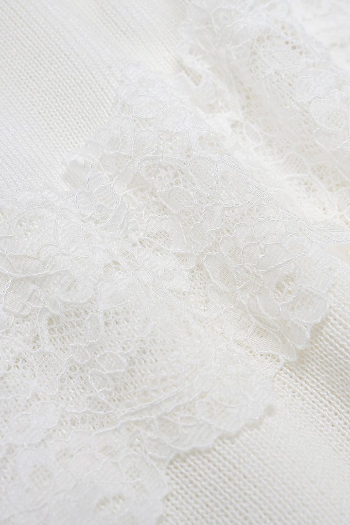 Knit Patchwork Lace Trim V-Neck Cami Top