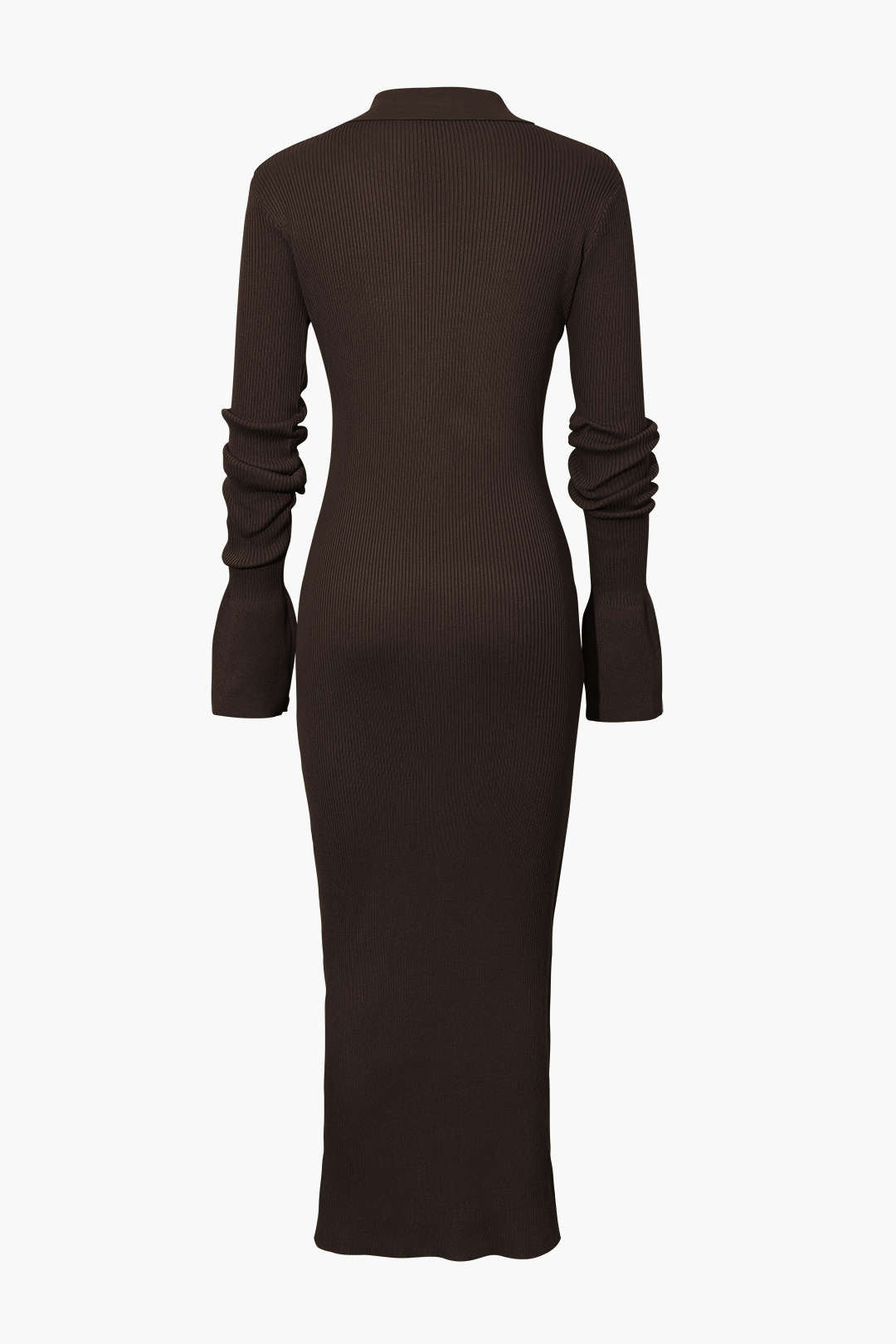 Shell Sleeve Ribbed Buttons Down Maxi Dress Mesh