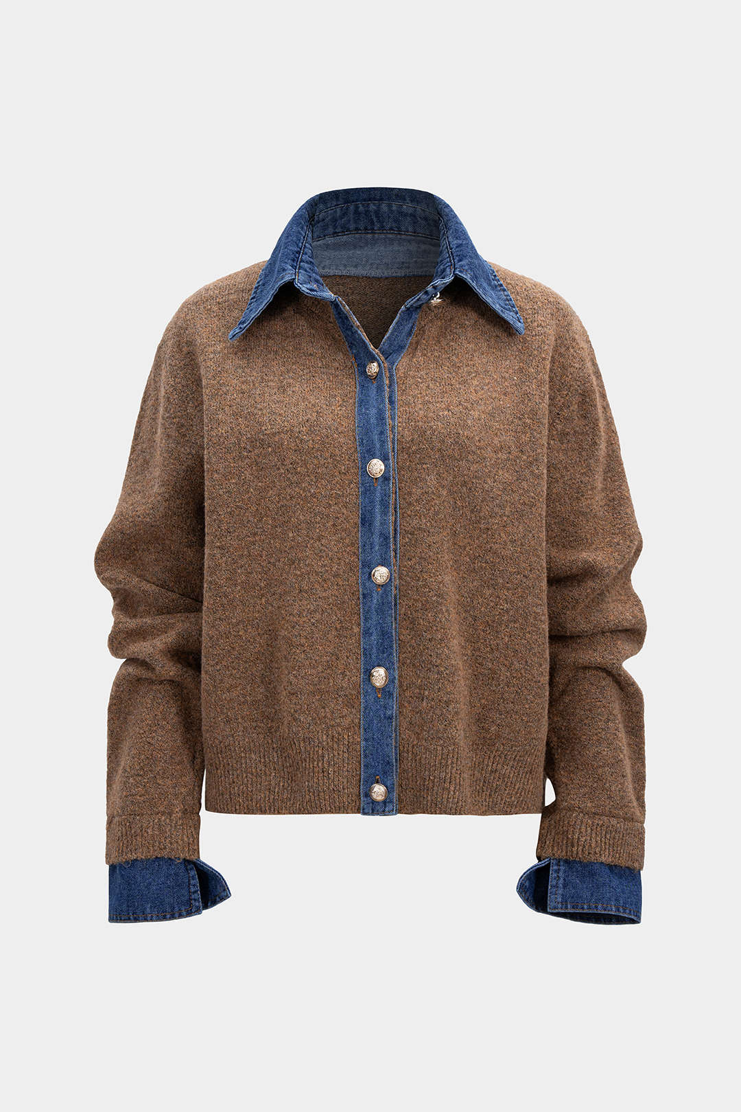 Knit Denim Patchwork Cardigan