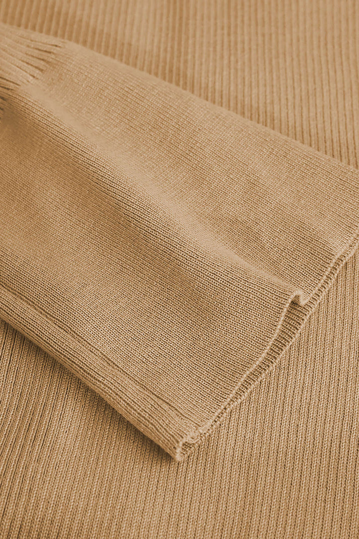 Shell Sleeve Ribbed Buttons Down Maxi Dress Mesh