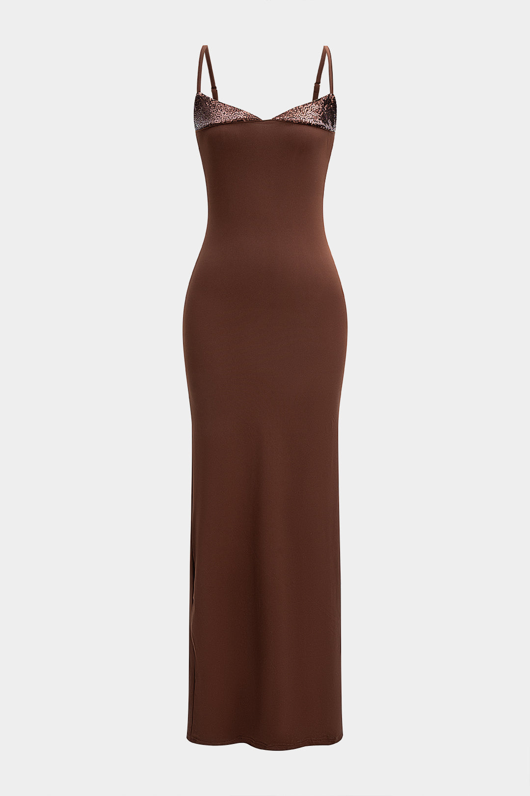 Sequins Patchwork Sleeveless Slip Maxi Dress