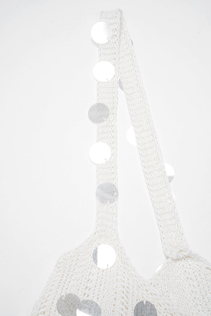 Knit Sequined Tie Back Tank Top