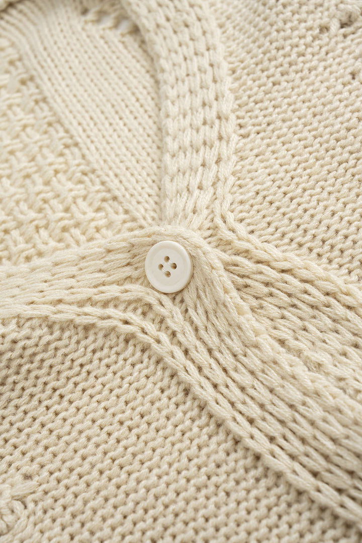 Knit Button Cut Out Cardigan