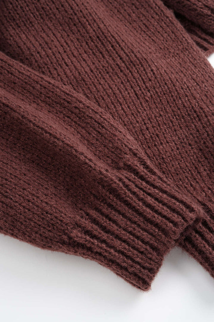 Knit Round Neck Tie-Up Cardigan