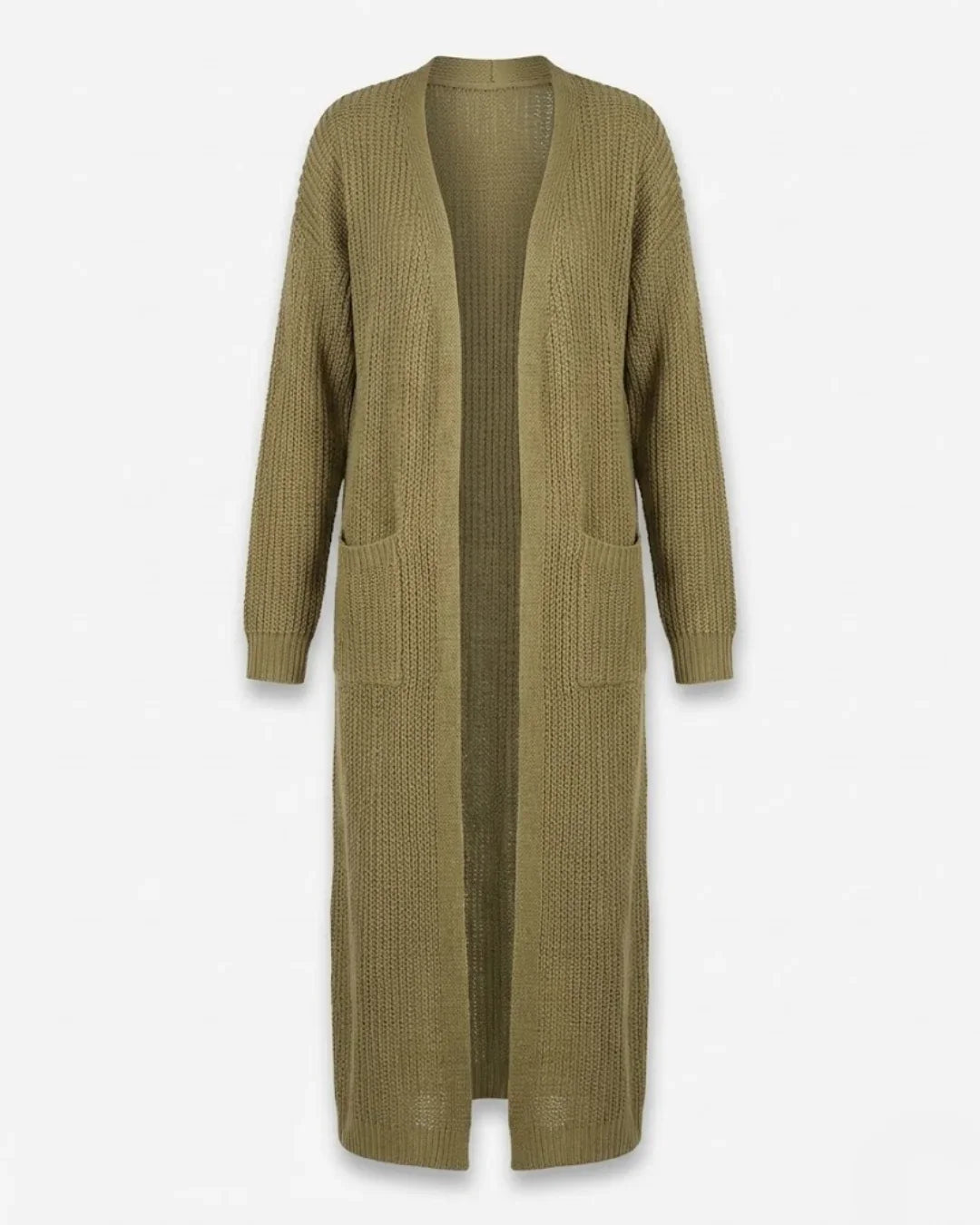 Giada™ | Open-Front Pocket Long Knit Cardigan