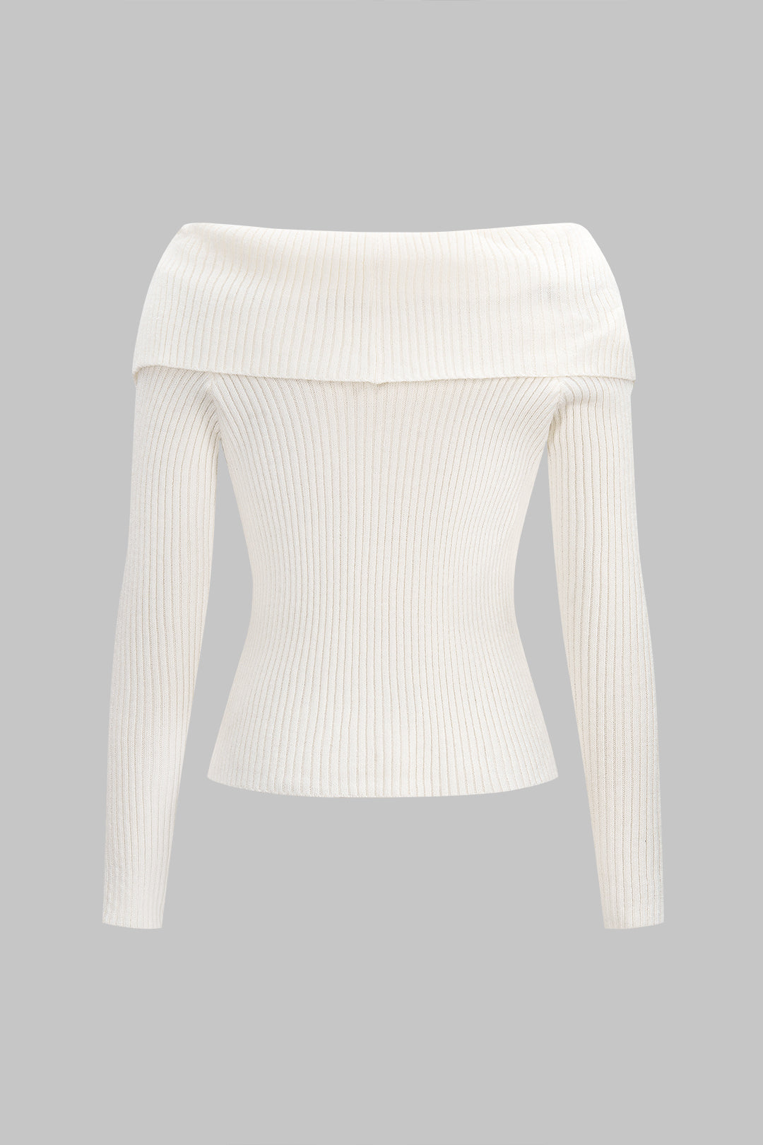 Knit Off Shoulder Ribbed Long-Sleeve Top