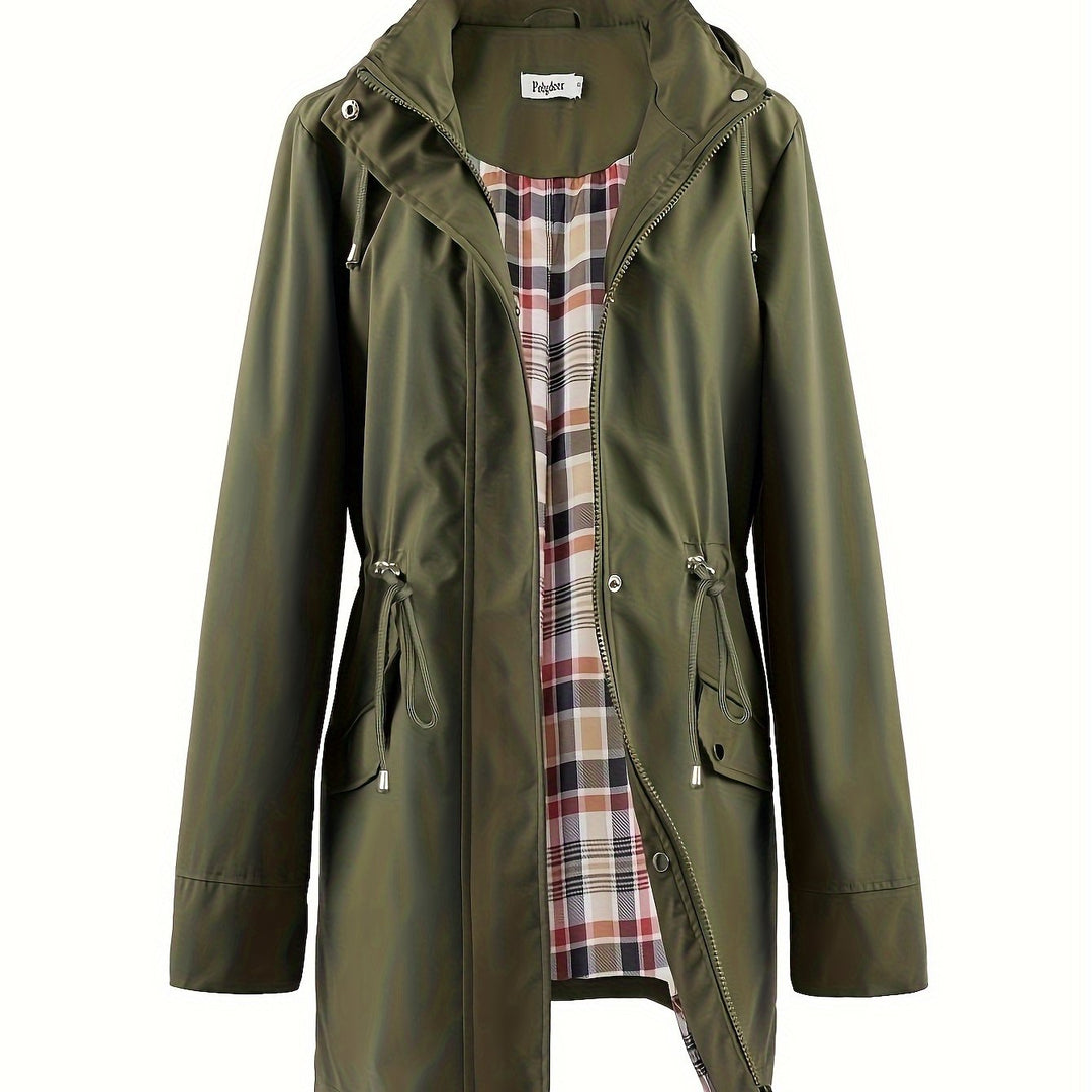 Veronica™ | Plaid Lined Drawstring Waist Hooded Parka Jacket