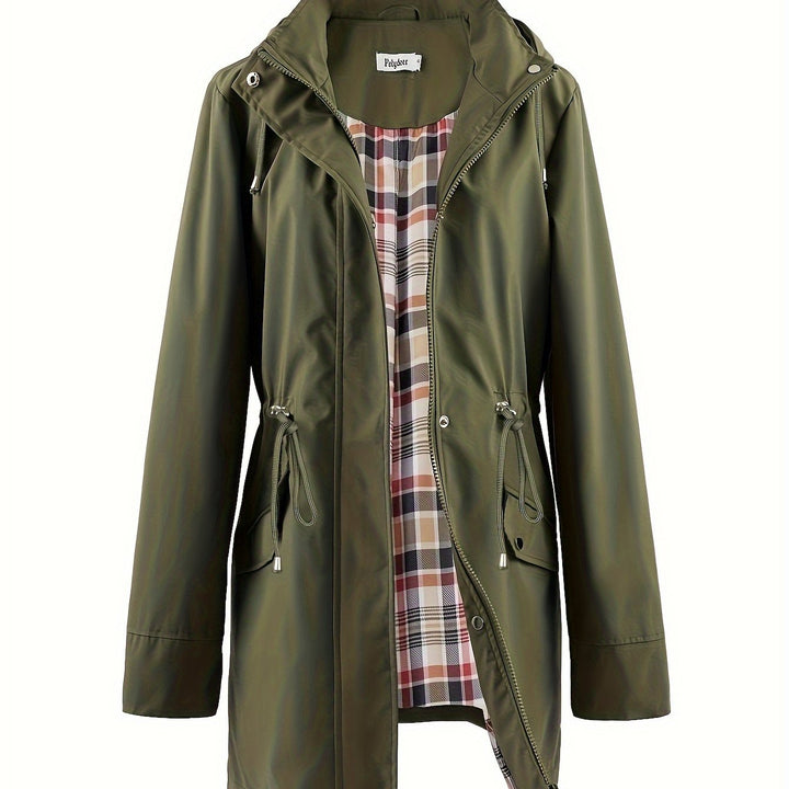 Veronica™ | Plaid Lined Drawstring Waist Hooded Parka Jacket