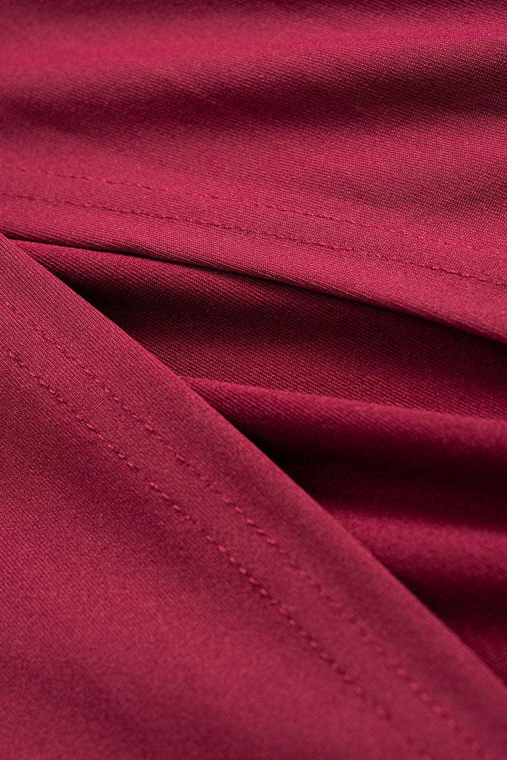 Asymmetrical Shoulder Pleated Long Sleeve Maxi Dress