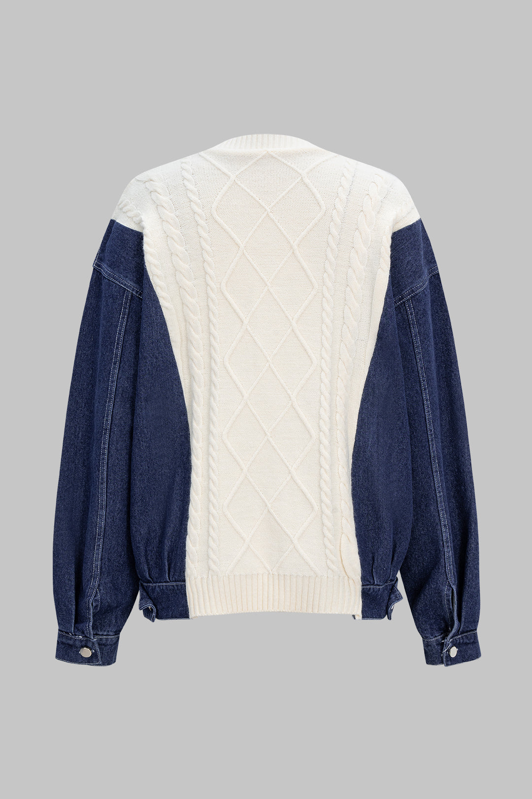 Patchwork Button Cable Sweater Cardigan