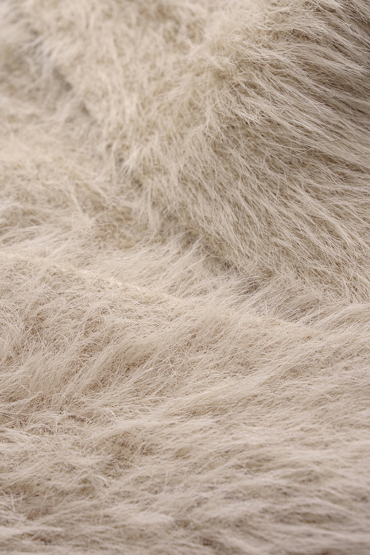 Plush Knit V-Neck One Button Long-Sleeve Top