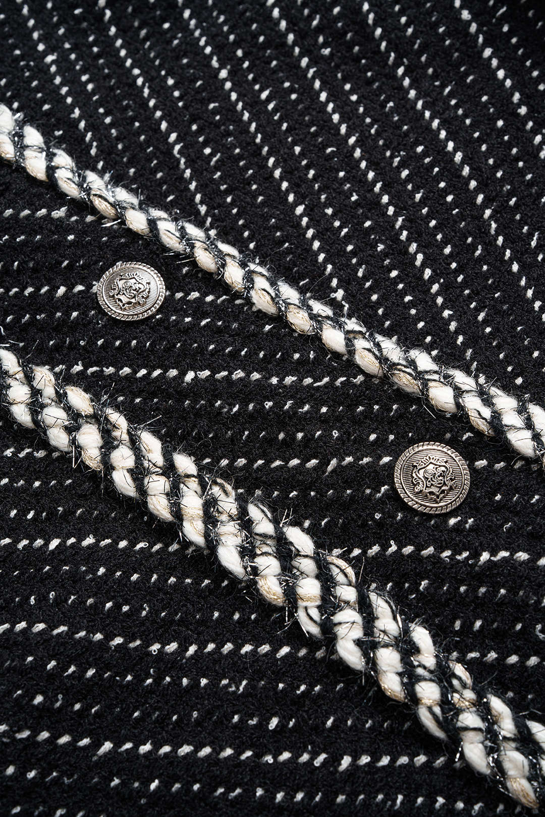 Knit Contrast Metallic Button Lapel Outerwear